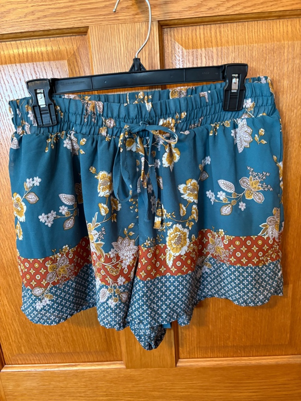 Teal Floral Drawstring Women’s Shorts